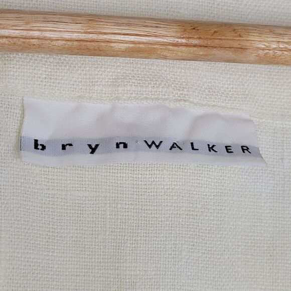 BRYN WALKER Ivory Linen Button-Back Cardigan Size M Lagenlook Boxy Off White - Picture 10 of 13